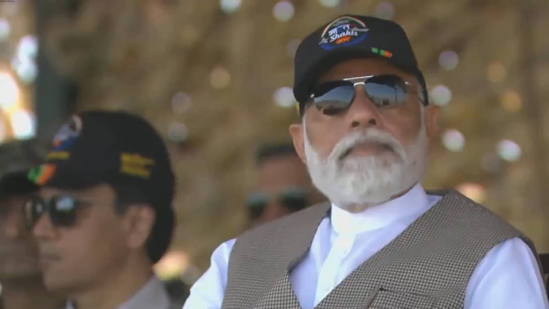 PM Modi arrives at Pokhran firing range to witness Bharat Shakti exercise